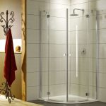 Corner shower with glass enclosure