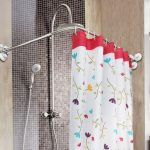 Shower rack on mosaic tiles