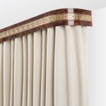 Light beige curtain on the eaves with baguette