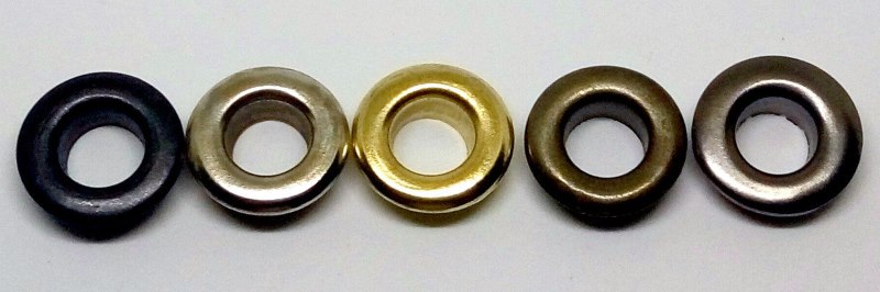 A variety of metal eyelets in different shades