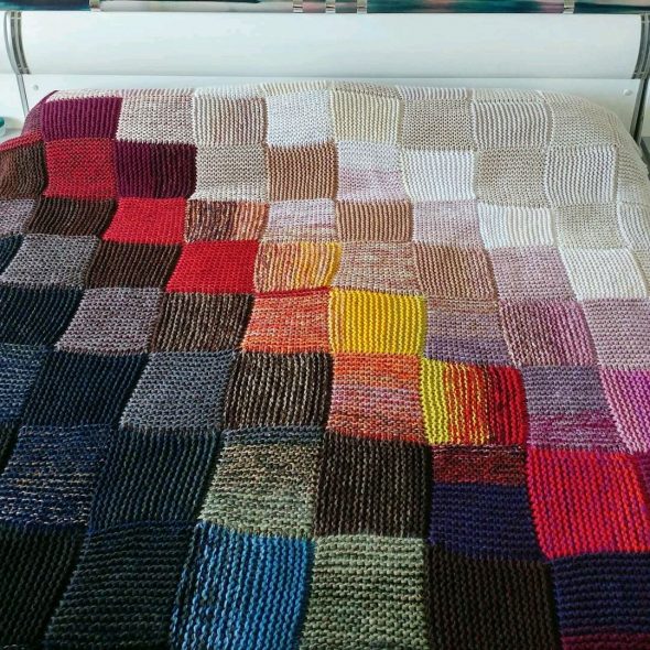 Plaid de laine mérinos colorée