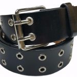 Men's belt with two rows of eyelets