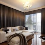 Dark curtains on large windows