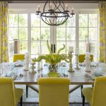Black chandelier over the dining table