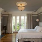 Crystal chandelier on the bedroom ceiling