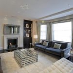 Large living room interior with fireplace