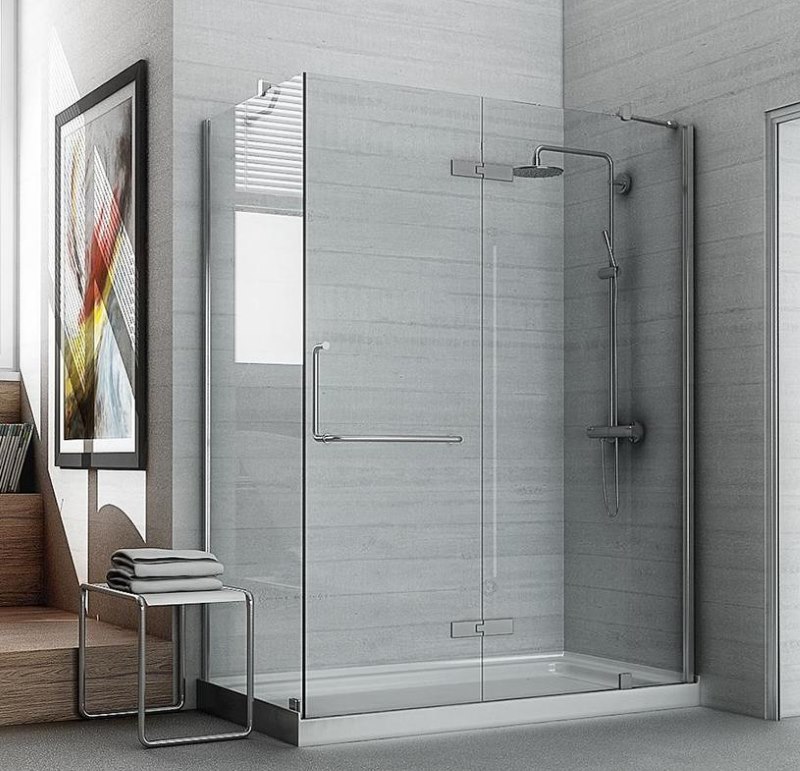 Shower cabin with tempered glass partition
