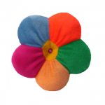 Coussin en velours à 5 pétales multicolores