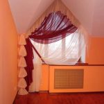 Multi-layer curtains on a triangular window