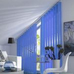 Vertical blinds with perforation for a high triangular window
