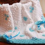 Couverture blanc bleu avec dessus pour bébé