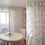 Floral curtains on the grommet for the kitchen
