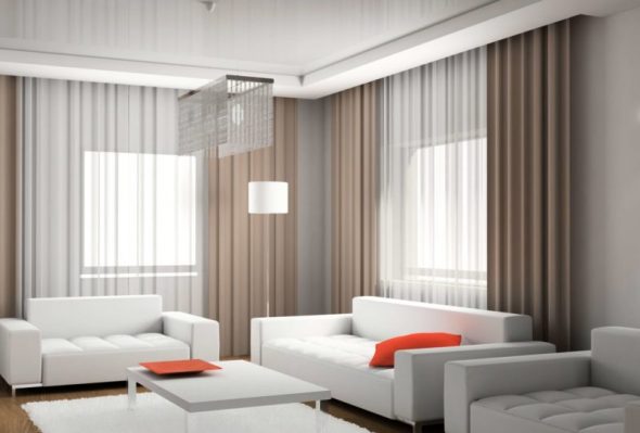 Rideaux pour le coin salon dans un style moderne