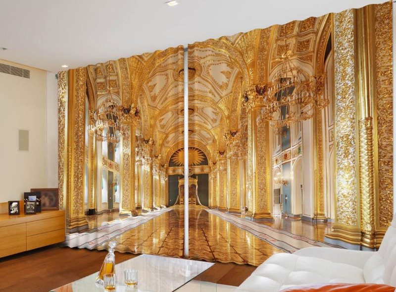 Interno del palazzo reale sulla tenda foto nel soggiorno