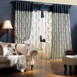 Beautiful blue and white curtains and eyelet tulle