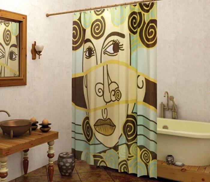 L'impression originale sur le rideau de la salle de bain