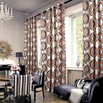 Multi-colored curtains for the hall on the grommet