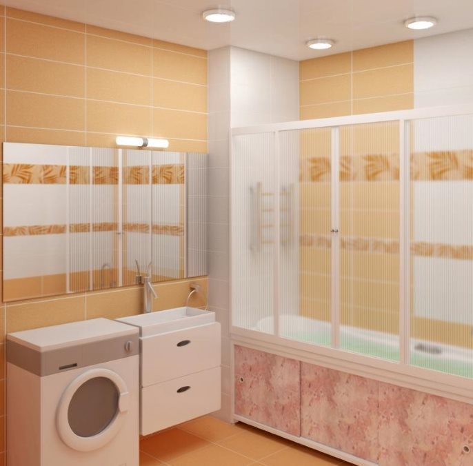 Rideau en plastique dans une salle de bain moderne