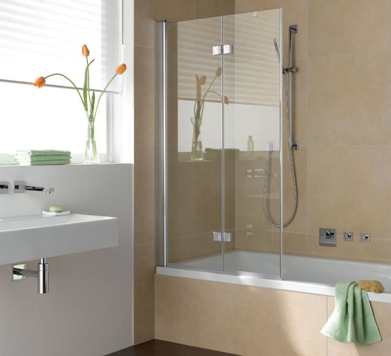Double rideau en verre trempé dans la salle de bain
