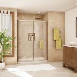 Meuble en bois dans la salle de bain