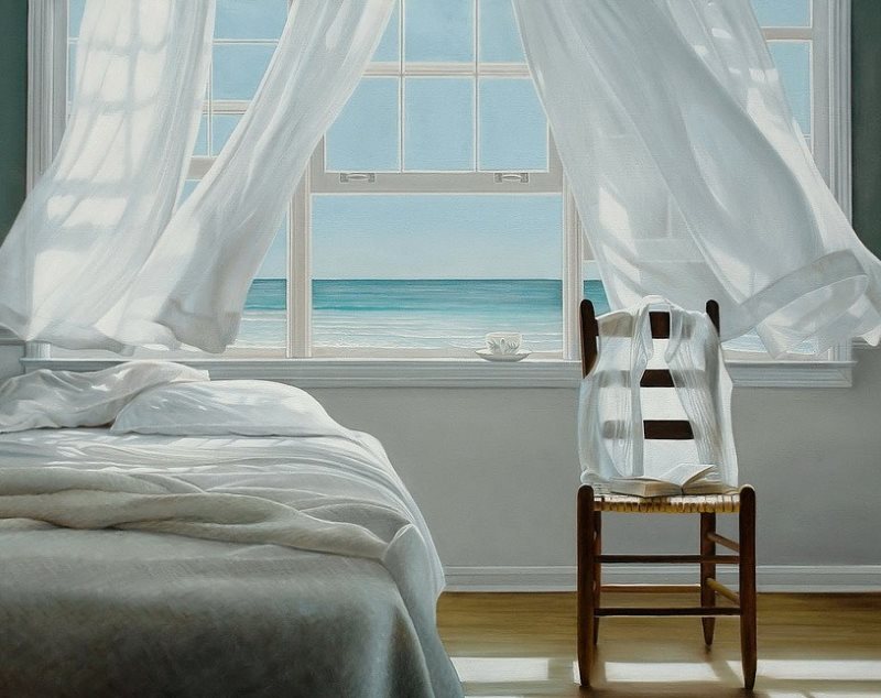 Light and clean curtains on the bedroom window