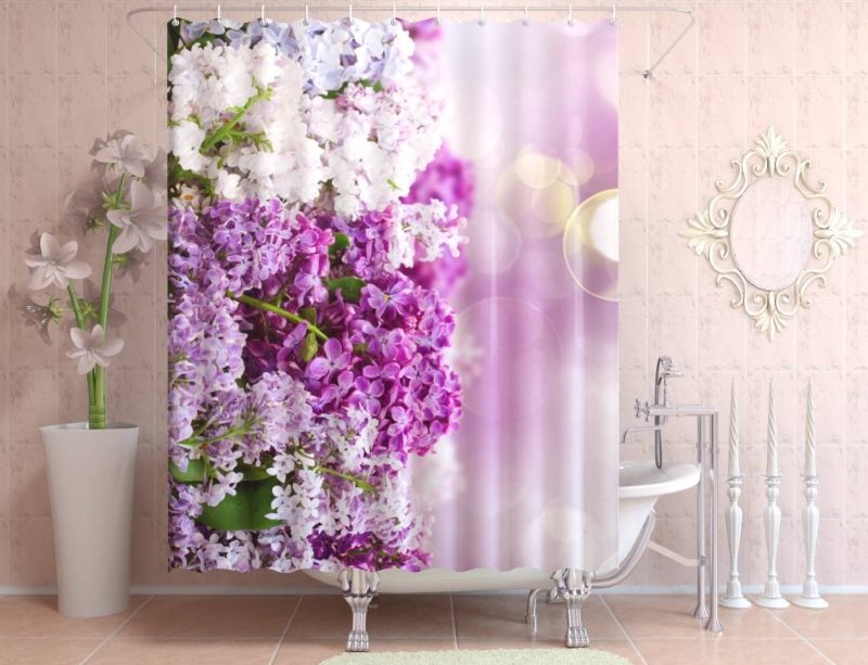 Banyo içi 3D baskıya sahip vinil perde
