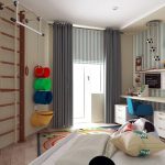 Curtains on the grommet for the children's room of irregular shape