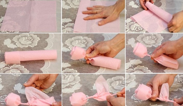 roses de serviettes faire vous-même des options de photo