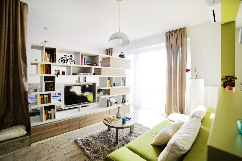 design de interiores de zoneamento de cortina