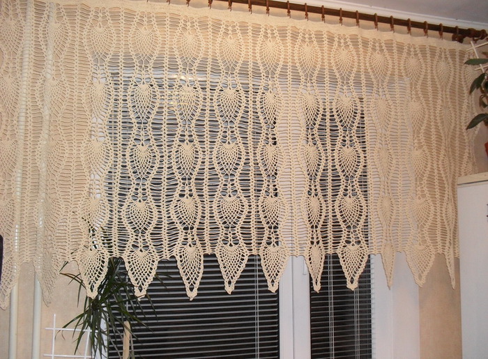 Rideau court en fil de coton beige