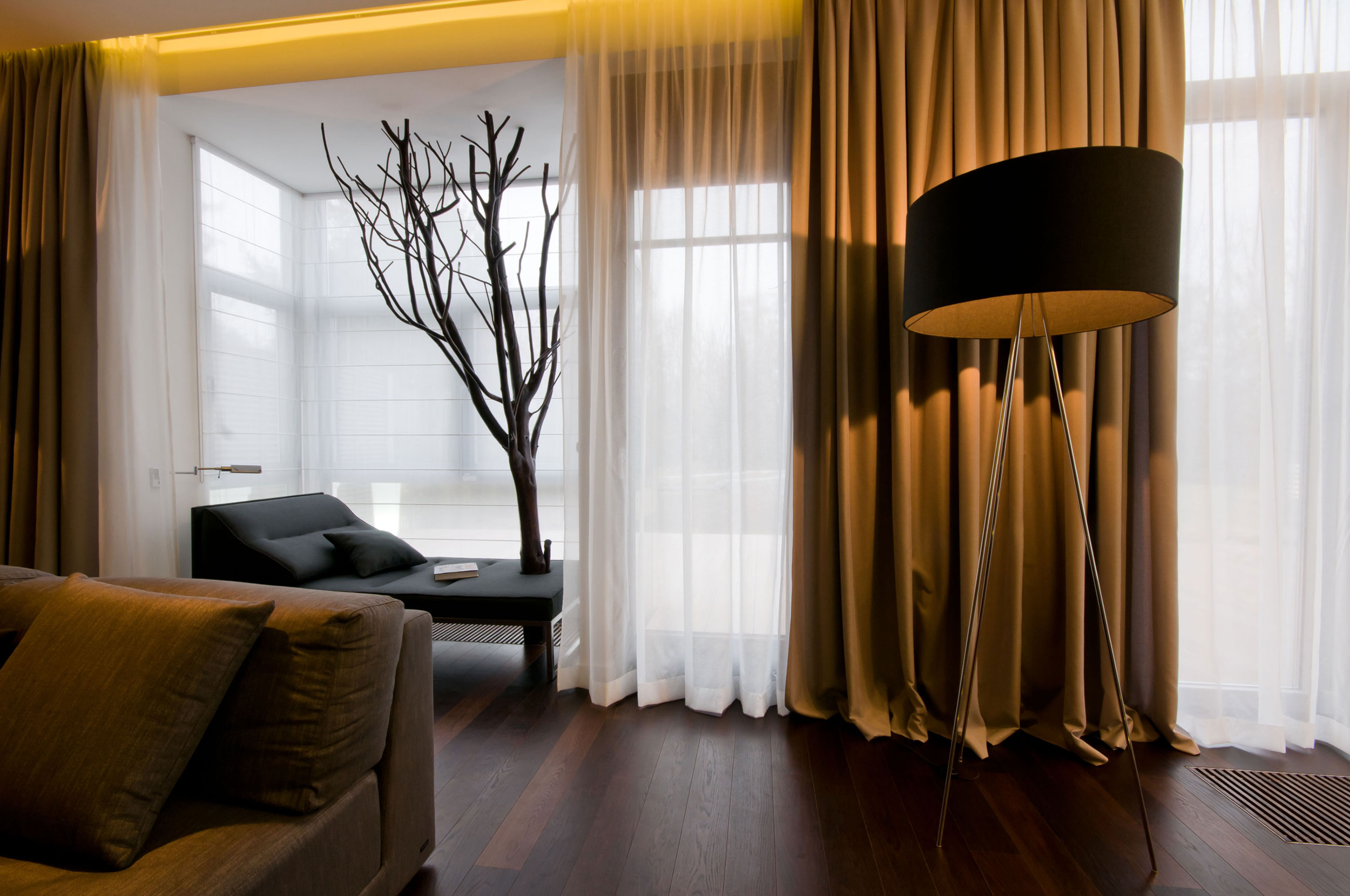 rideaux marron gabardine