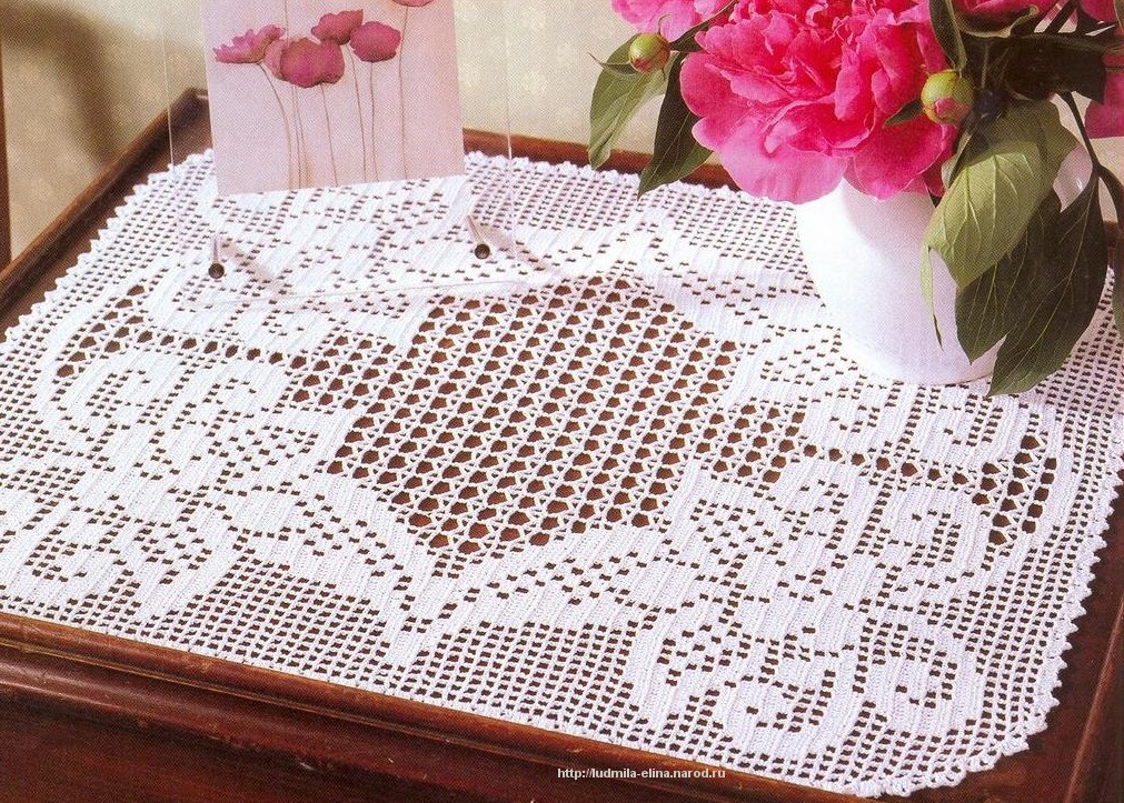 photo de conception de serviette de filet au crochet