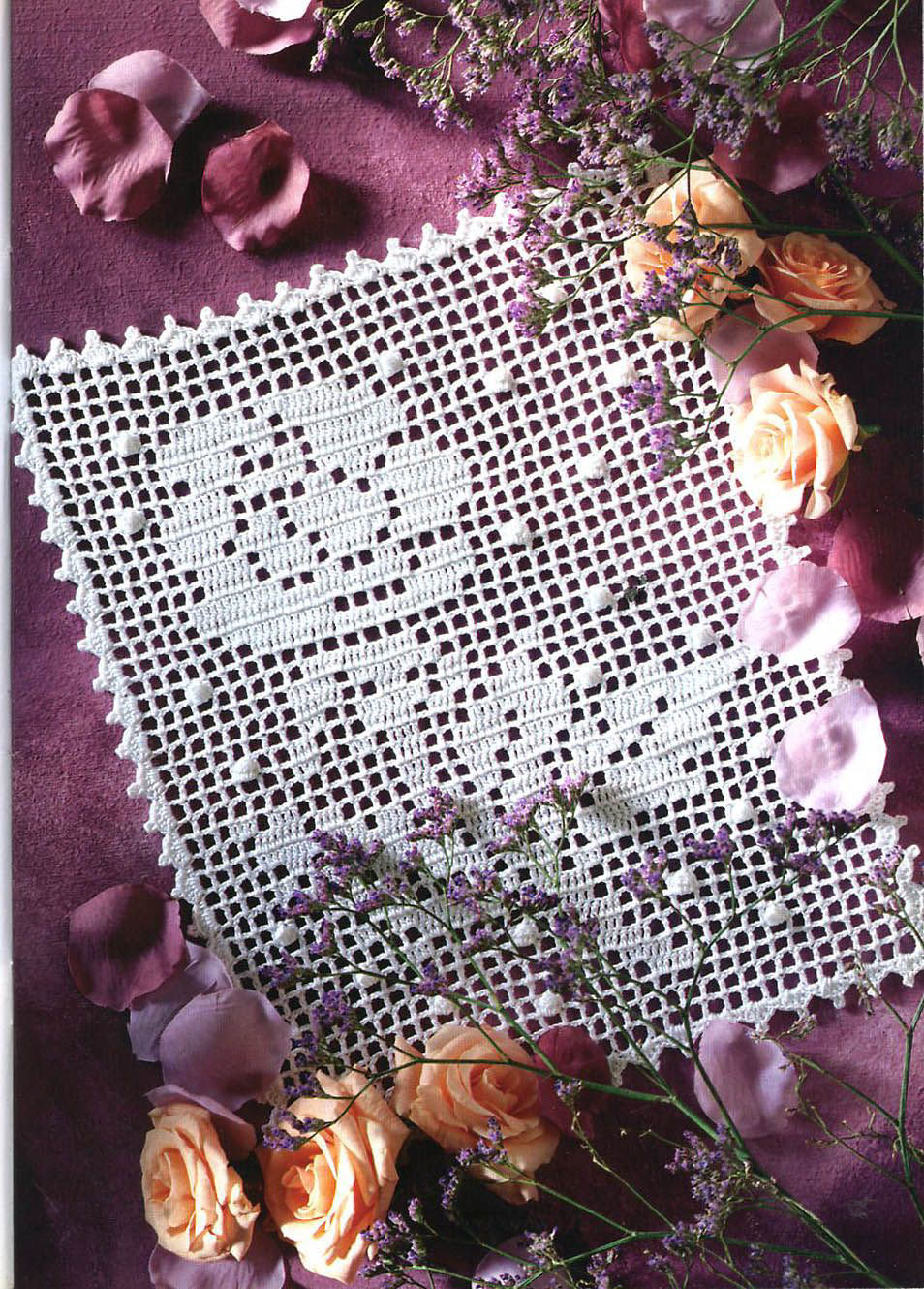 schéma de serviette de filet au crochet