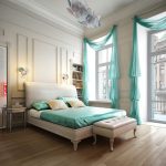 Rideaux Manche égyptienne à l'intérieur d'une chambre moderne