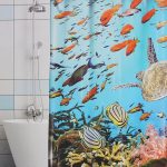 Poisson et tortue sur rideau en tissu
