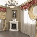 Rideaux asymétriques intéressants pour le salon avec cheminée