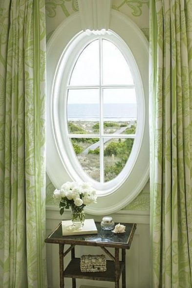 Classic curtains for an oval window