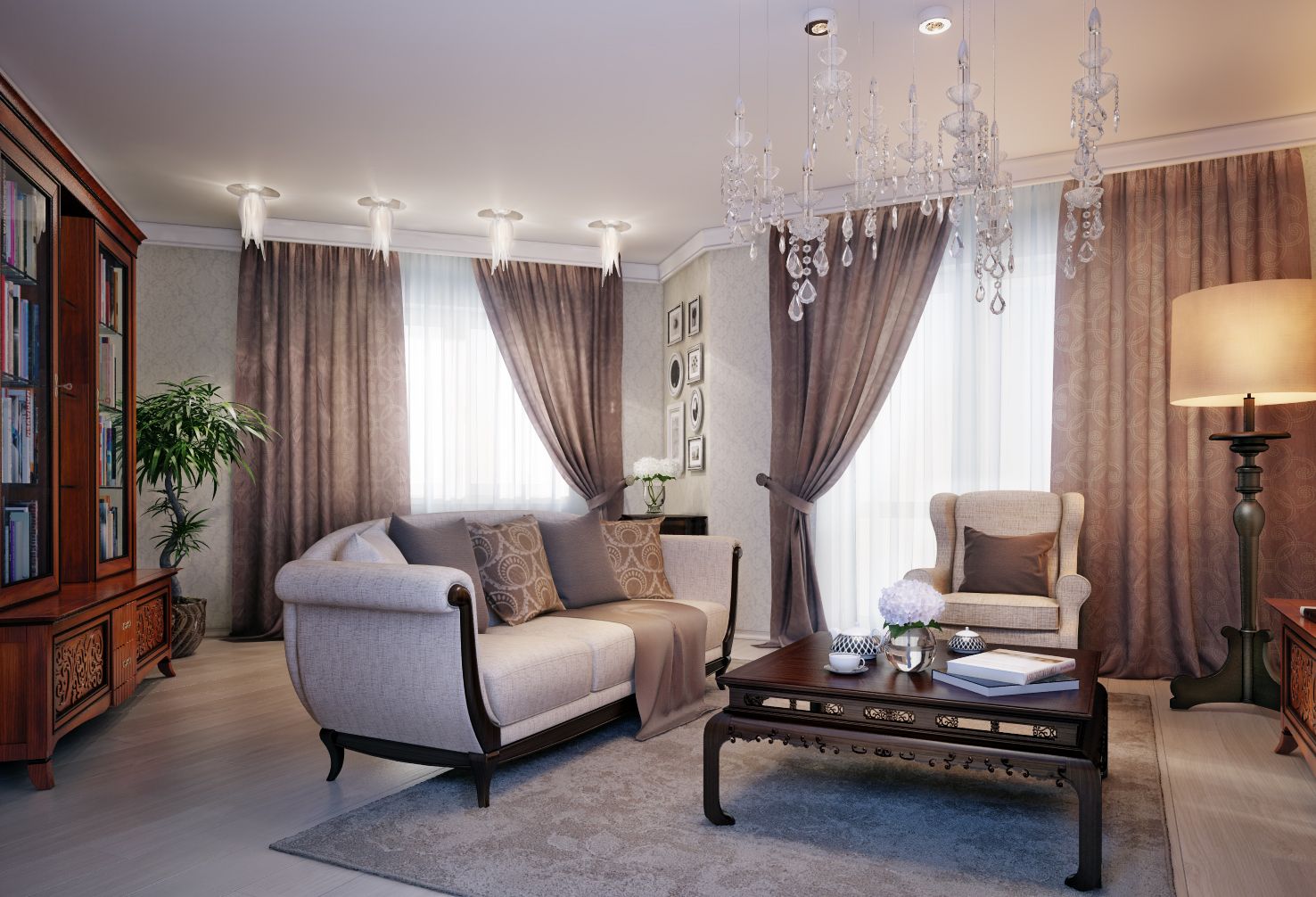 rideaux marron à l'intérieur