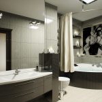 Fixation de rideaux en tissu dans la salle de bain sur la corniche en forme d'arc