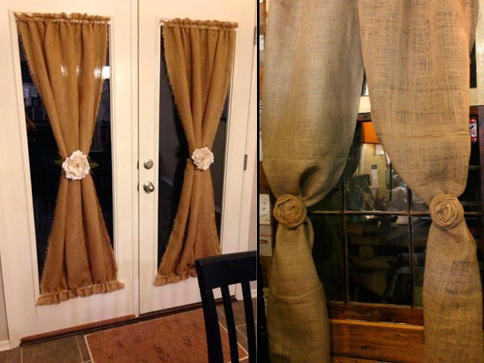 rideaux de porte en toile de jute