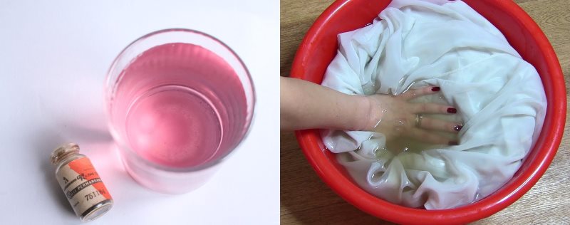Whitening tulle with potassium permanganate at home