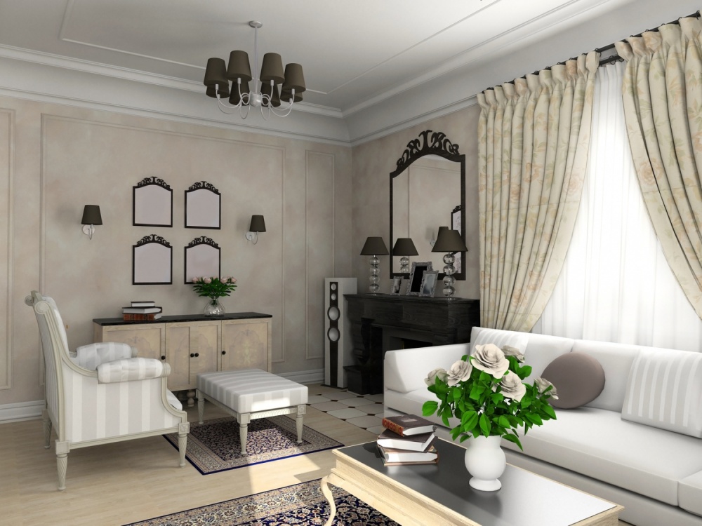 Salon design avec canapé blanc