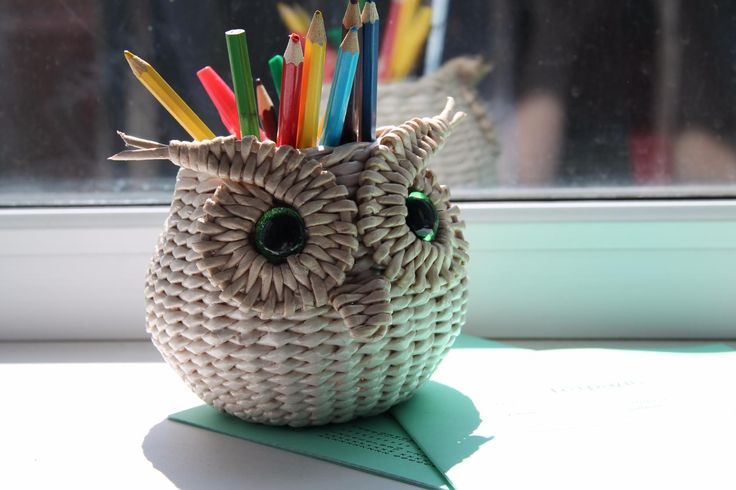 hibou porte crayon