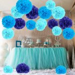pompons de serviettes de table bleu
