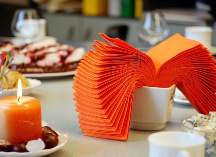 des serviettes en forme de photo cascade