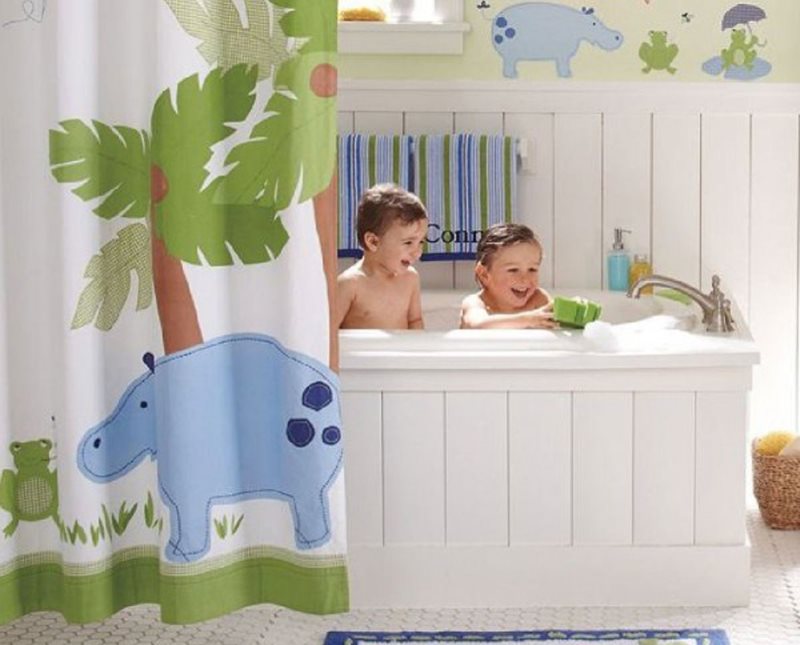 Rideau de douche à motifs pour petits enfants