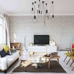 Großes Wohnzimmer im skandinavischen Stil