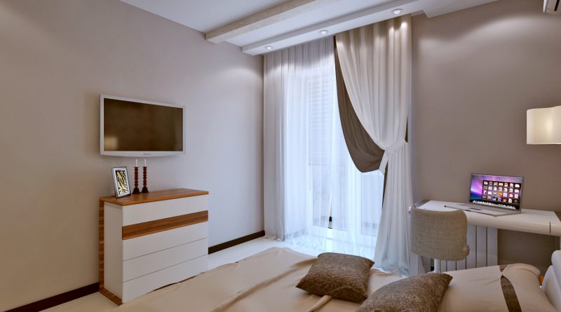 rideaux de la chambre avec balcon