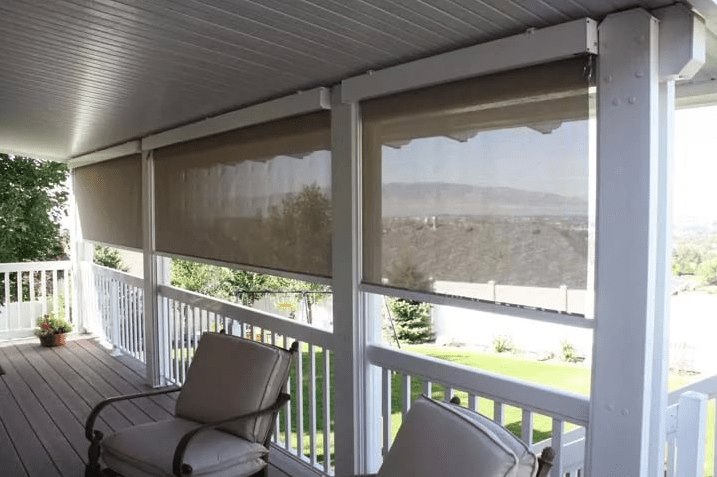 roller blinds on the veranda