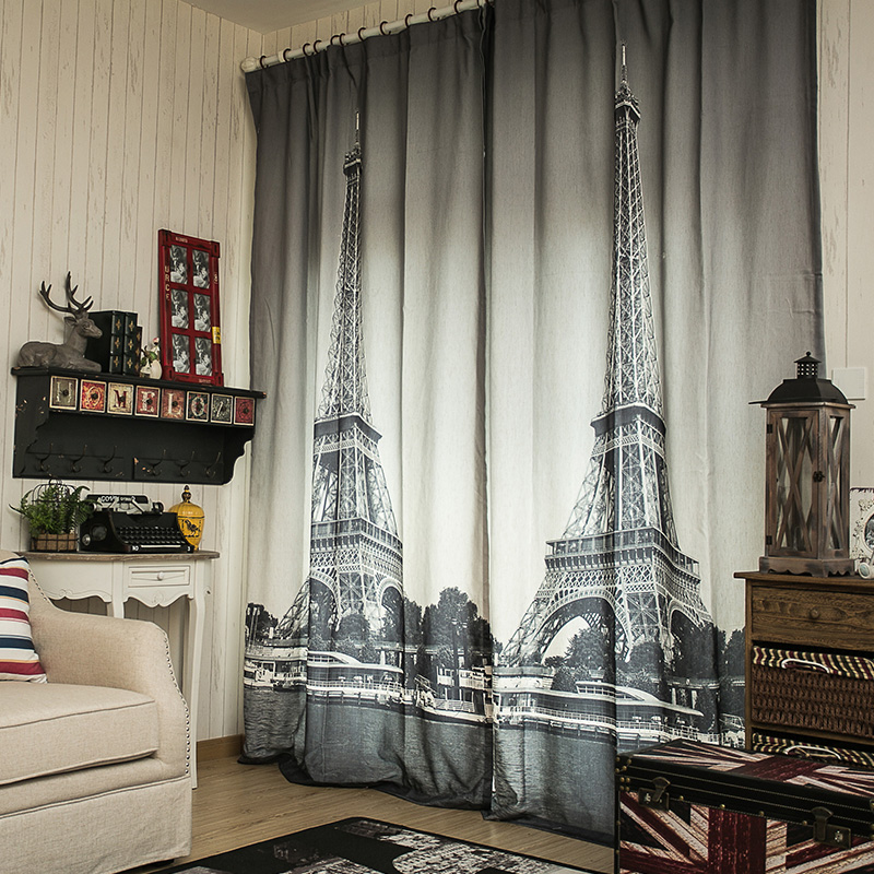 Rideaux avec impression photo Paris sur la fenêtre du salon
